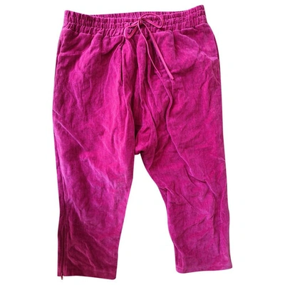 Pre-owned Manoush Pink Velvet Trousers