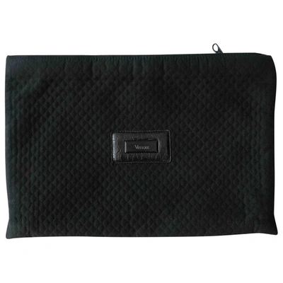 Pre-owned Versace Cloth Clutch Bag In Black