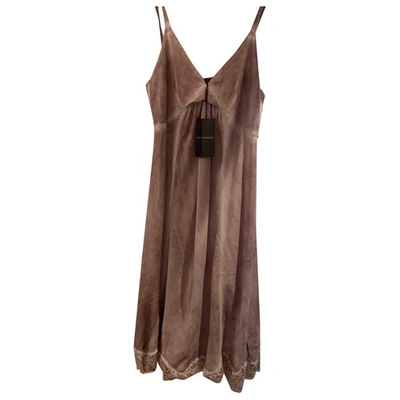Pre-owned Trussardi Silk Mid-length Dress In Brown
