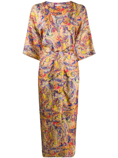 Shop 813 Printed Kimono Coat In Yellow