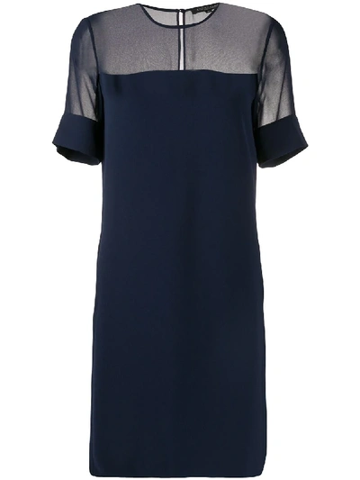 Shop Antonelli Sheer Panelled Dress In Blue