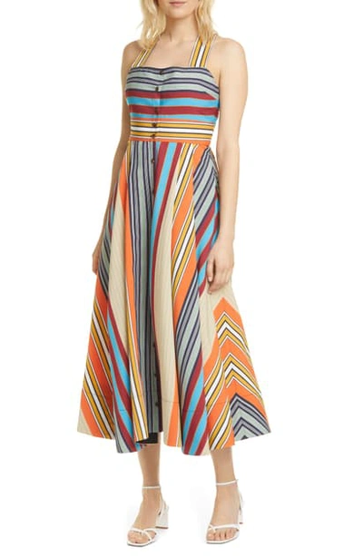 Shop La Ligne Stripe Crossback Maxi Dress In Multi