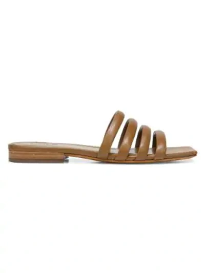 Shop Vince Zahara Flat Leather Sandals In Peanut