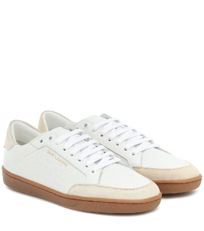 Shop Saint Laurent Court Classic Sl/10 Leather Sneakers In White