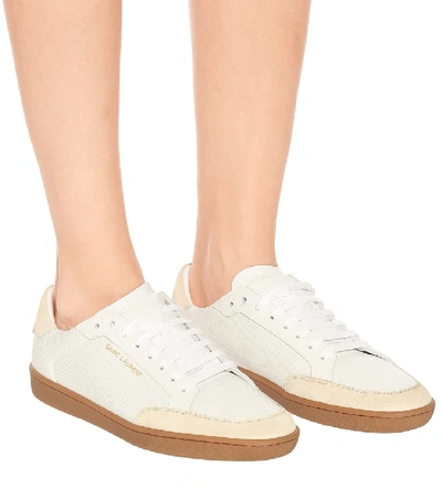 Shop Saint Laurent Court Classic Sl/10 Leather Sneakers In White