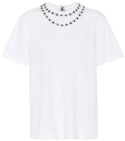 Shop Christopher Kane Crystal-embellished Cotton T-shirt In White
