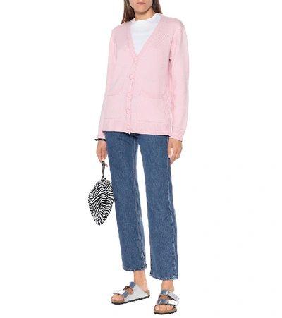 Shop Ganni Relaxed Merino-wool Cardigan In Pink