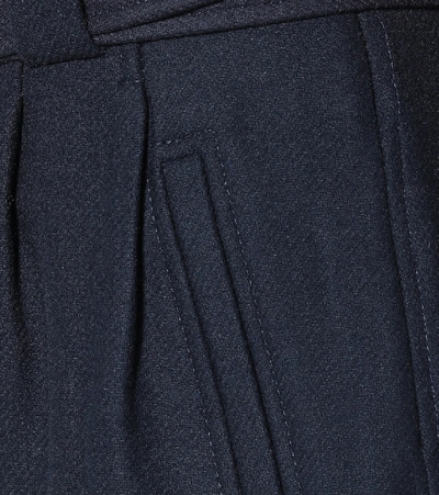 Shop Ganni Paperbag Wool-blend Culottes In Blue