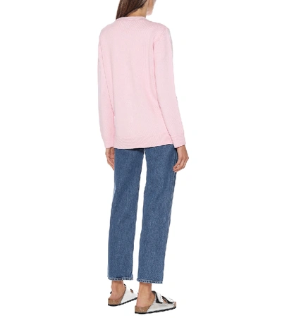 Shop Ganni Relaxed Merino-wool Cardigan In Pink