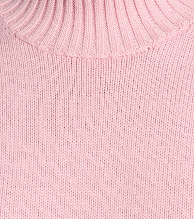 Shop Ganni Merino-wool Mockneck Sweater In Pink