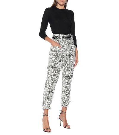 Shop Isabel Marant Badeloisa Zebra-print Leather Pants In Black