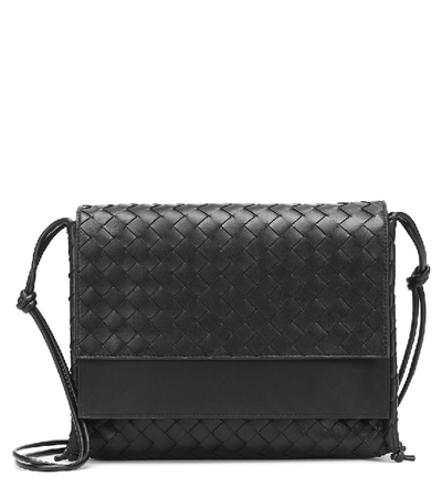 Shop Bottega Veneta Fold Medium Leather Shoulder Bag In Black