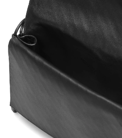 Shop Bottega Veneta Fold Medium Leather Shoulder Bag In Black