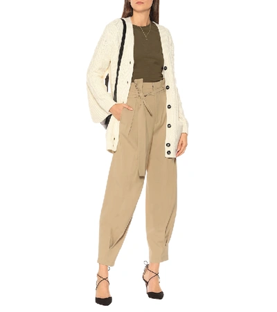 Shop Red Valentino High-rise Tapered Paperbag Pants In Beige