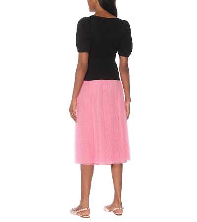 Shop Red Valentino Point-d'esprit Tulle Midi Skirt In Pink