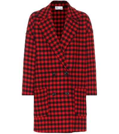 Shop Red Valentino Checked Wool-blend Coat In Red