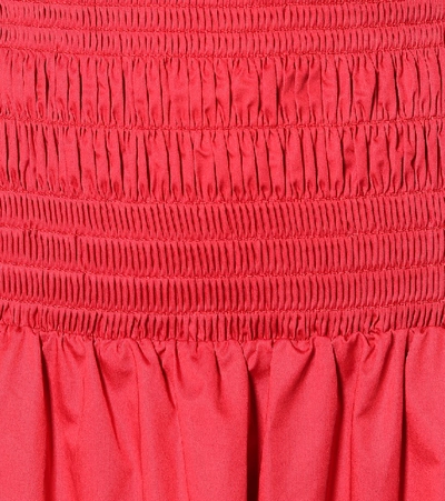 Shop Self-portrait Cotton-poplin Midi Dress In Red