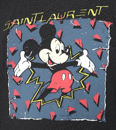 Shop Saint Laurent X Disney® Cotton-jersey T-shirt In Black