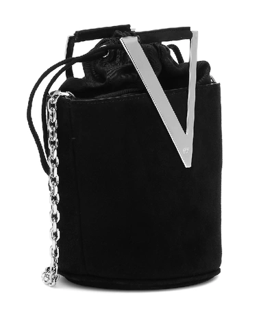 Shop Roger Vivier Rv Mini Leather Bucket Bag In Black