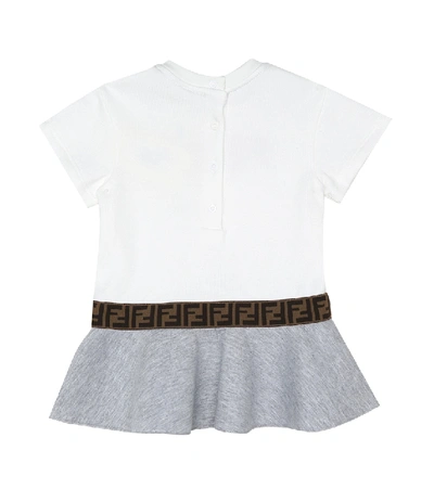 Shop Fendi Baby Logo Cotton-neoprene Dress In White