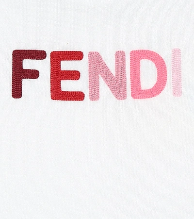 Shop Fendi Baby Logo Cotton-neoprene Dress In White