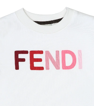 Shop Fendi Logo Cotton-neoprene Dress In White