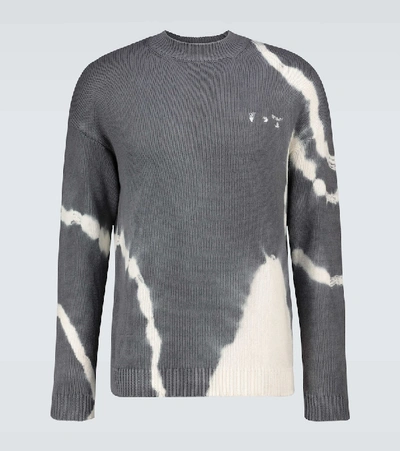 Shop Off-white Tie-dye Crewneck Sweater In Grey