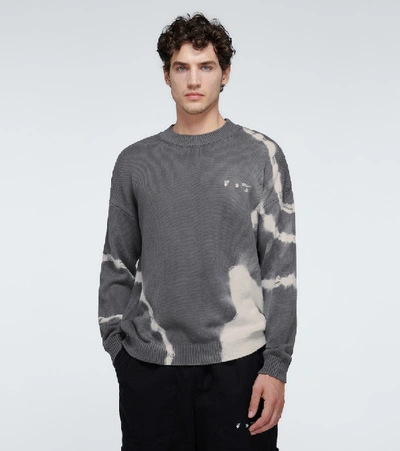 Shop Off-white Tie-dye Crewneck Sweater In Grey