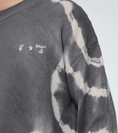 Shop Off-white Tie-dye Crewneck Sweater In Grey