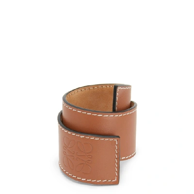 Shop Loewe Brown Leather Slap Bracelet In Tan