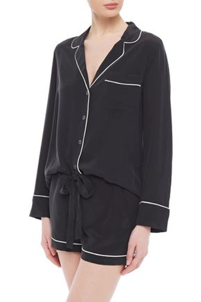 Shop Equipment Lillian Washed-silk Pajama Set In Black