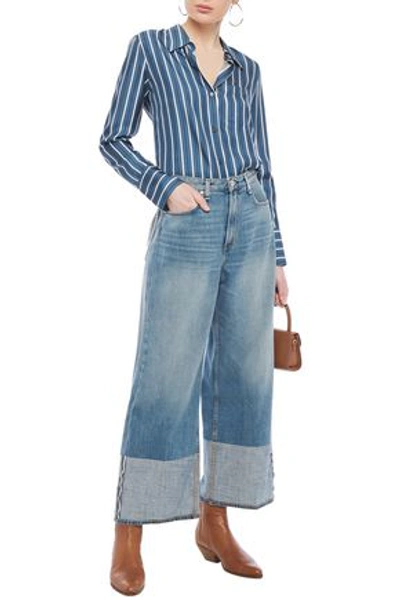 Shop Rag & Bone Faded High-rise Wide-leg Jeans In Light Denim