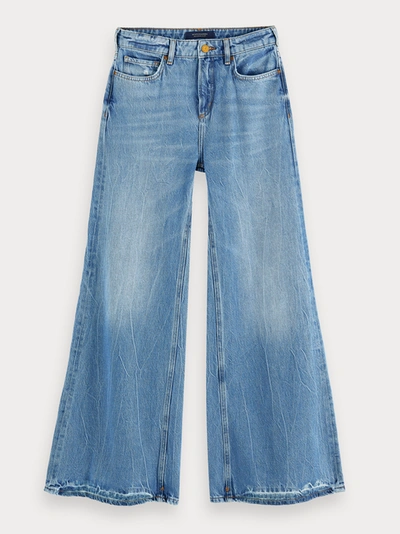 Shop Scotch & Soda Extra Wide Leg - Blue Butter High-rise Jeans