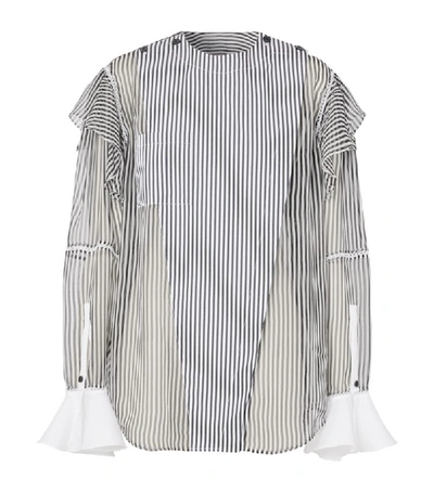 Shop Burberry Silk Ruffle Shirt