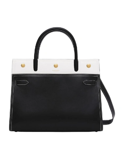 Shop Burberry Small Leather Two-tone Title Bag