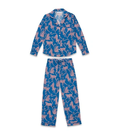 Shop Desmond & Dempsey Cotton Chango Pyjama Set In Blue