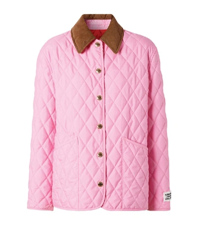 Shop Burberry Corduroy-collar Quilted Jacket