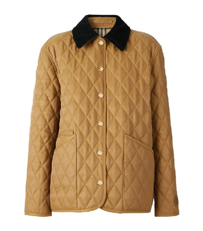 Shop Burberry Corduroy-collar Quilted Jacket