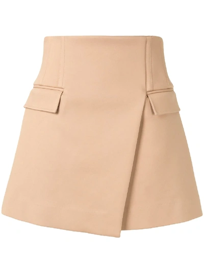 Shop Dion Lee Asymmetric Mini Skirt In Neutrals