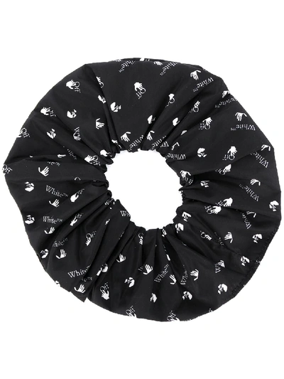 Shop Off-white Logo-print Hair Tie In Black