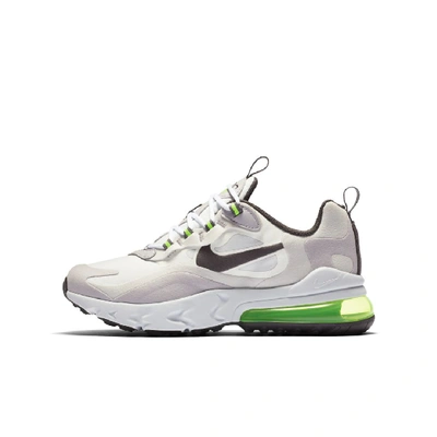 Shop Nike Air Max 270 React Big Kids' Shoe (summit White) - Clearance Sale In Summit White,electric Green,vast Grey,silver Lilac