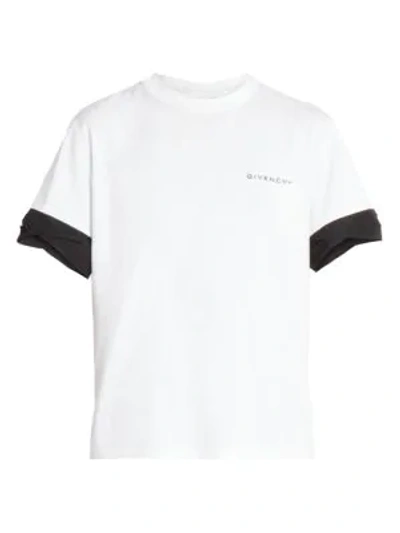 Shop Givenchy Twisted Cuff T-shirt In White Black