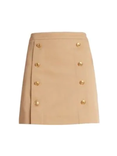 Shop Givenchy Double Breasted Button Mini Skirt In Beige