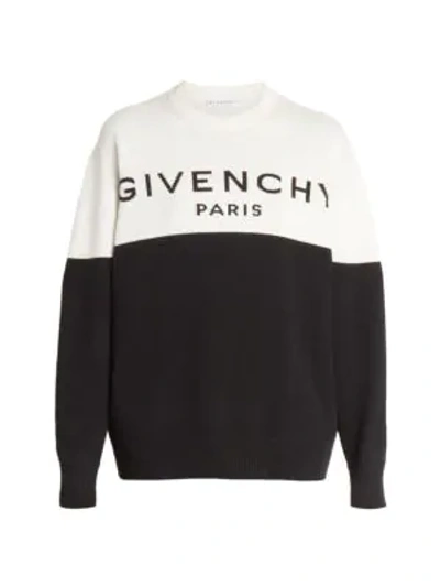 Shop Givenchy Bi-color Logo Knit Cashmere Sweater In Black White