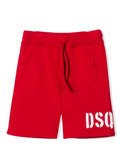 Shop Dsquared2 Red Cotton Track Shorts In Rosso