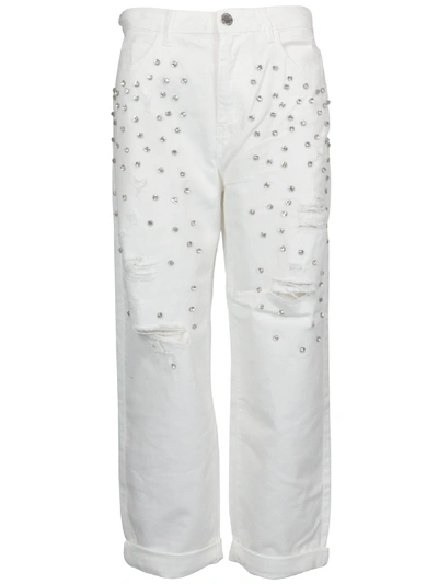 Shop Pinko Strass Jeans In White