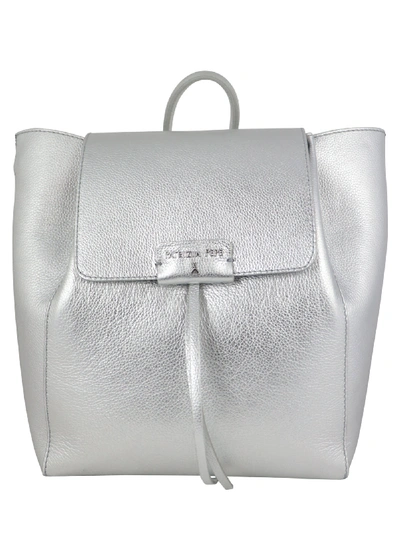 Shop Patrizia Pepe Leather Backpack In Silver