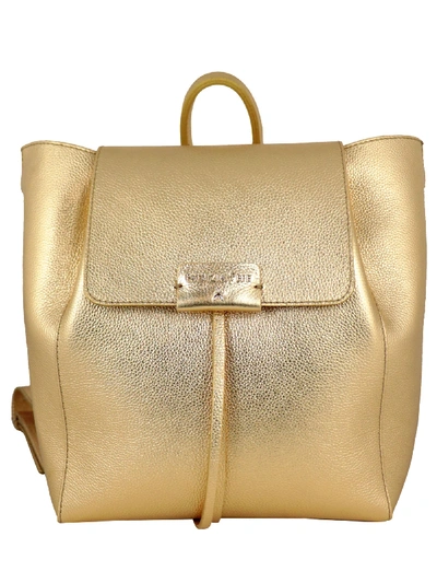 Shop Patrizia Pepe Leather Backpack In Gold