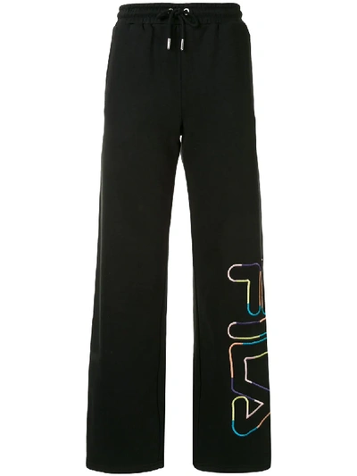 Shop Fila Devon Embroidered Logo Track Pants In Black