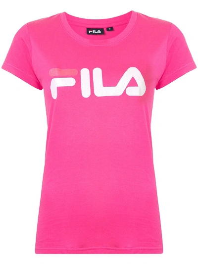 Shop Fila Logo Print T-shirt In Pink